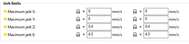 set jerk limits in prusaslicer